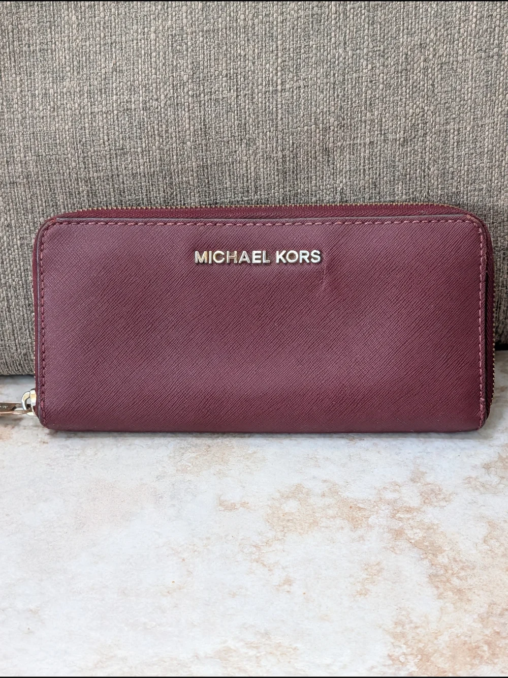 Michael Kors Burgundy Zip Around Wallet GUC